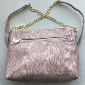 Brand new rose gold reptile print handbag